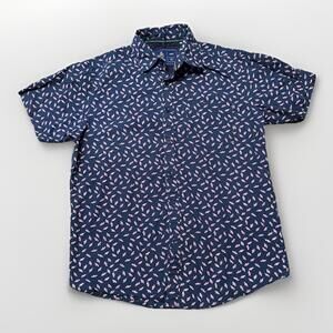 Rugby University‎ Men's Button Down Short Sleeve Shirt Size Medium Blue
